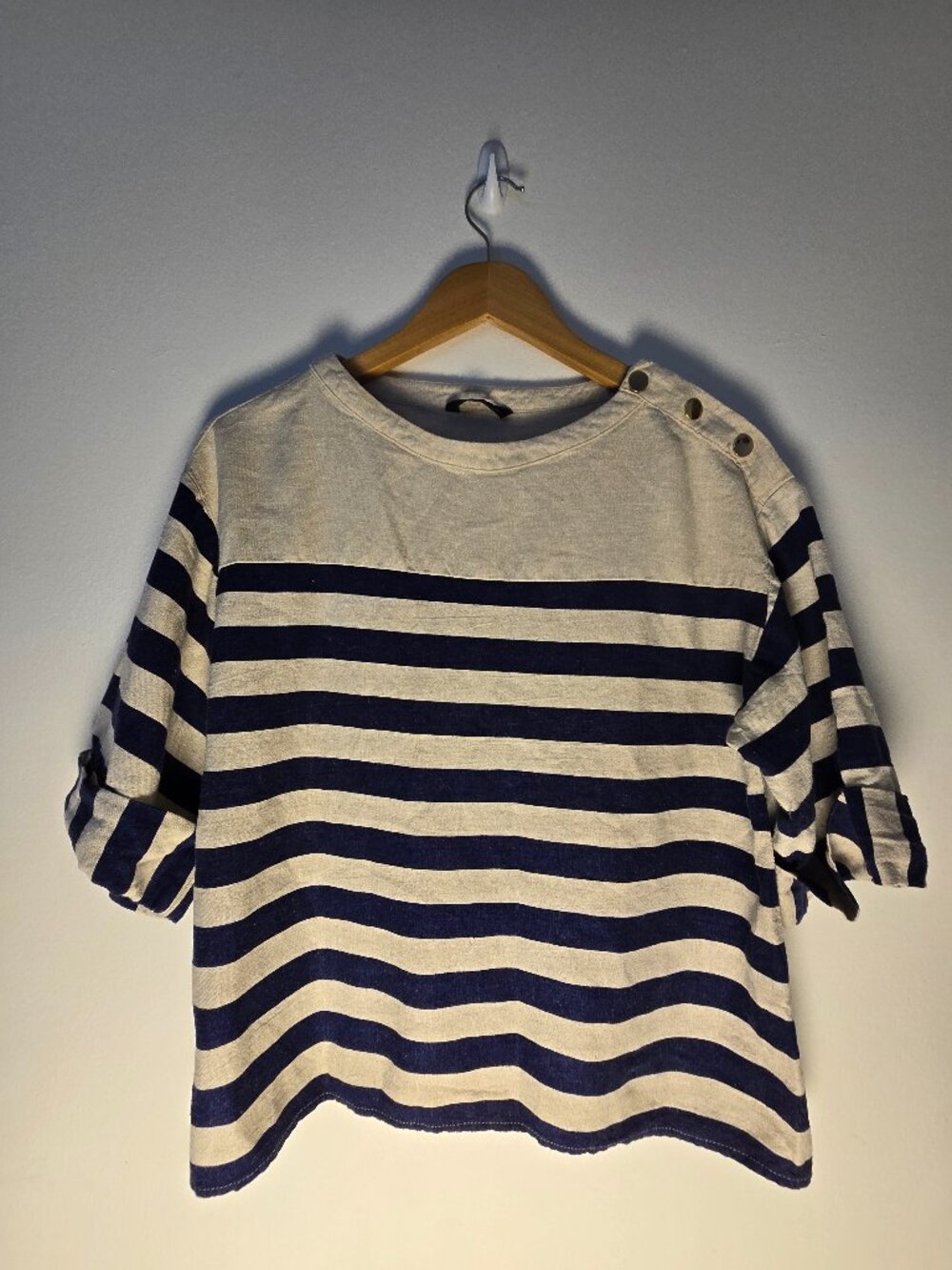 Zara boat neck linen/cotton blend shirt.
